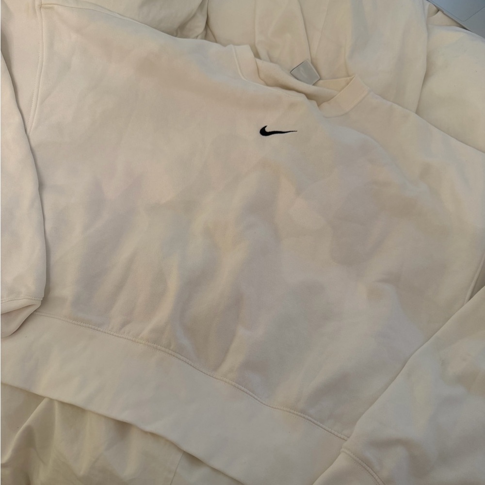 Cropped White Nike Crewneck